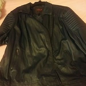 Yoki navy blue pleather jacket
